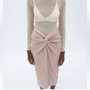 Zara Textured Knotted Midi Skirt